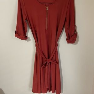 SMALL Haani Belted Orange Button Down Dress